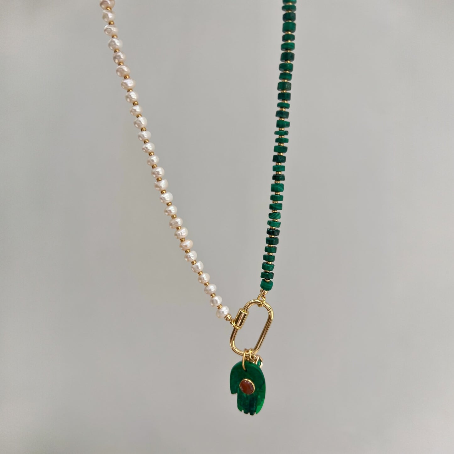 Special Edition: Pearl and Malachite Gemstone Necklace