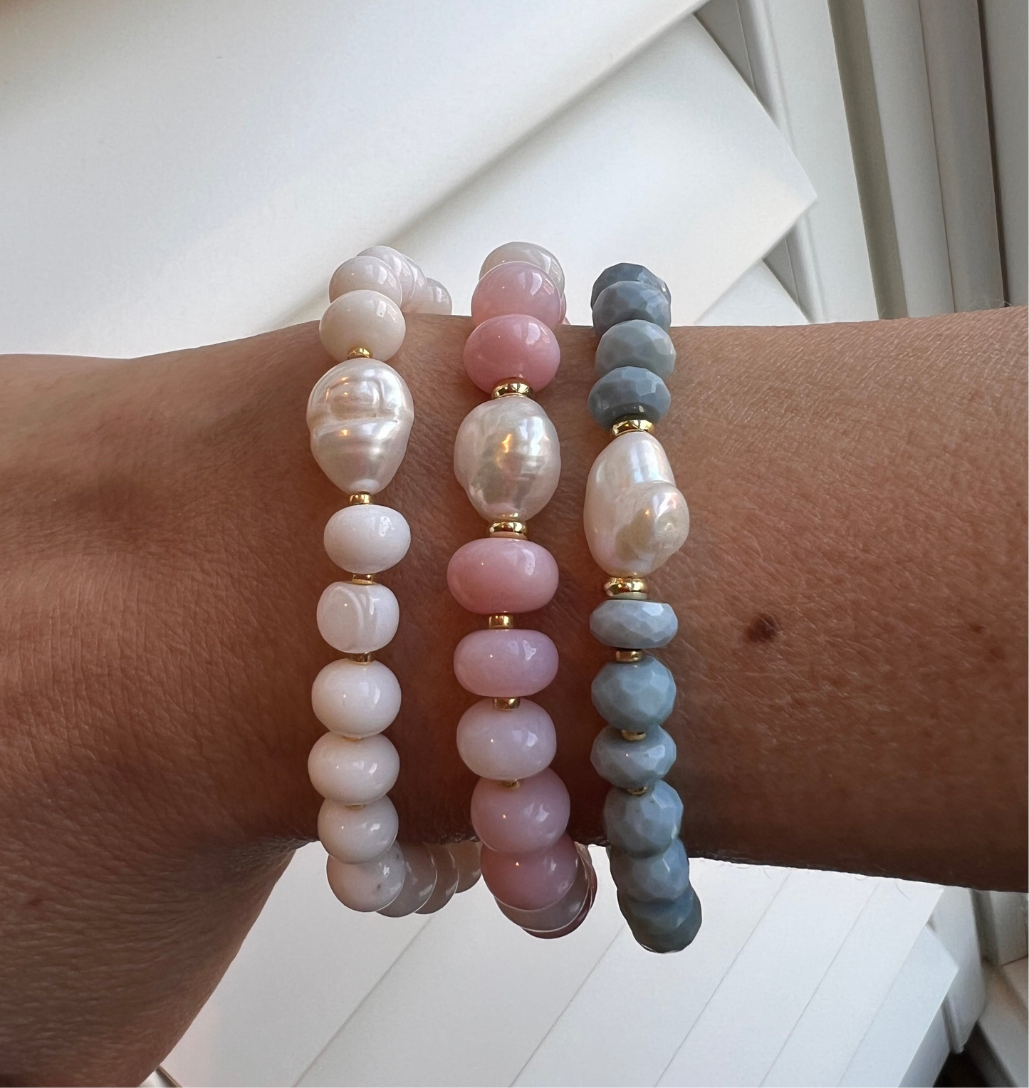 Nova Bracelet - White Opals and Pearl
