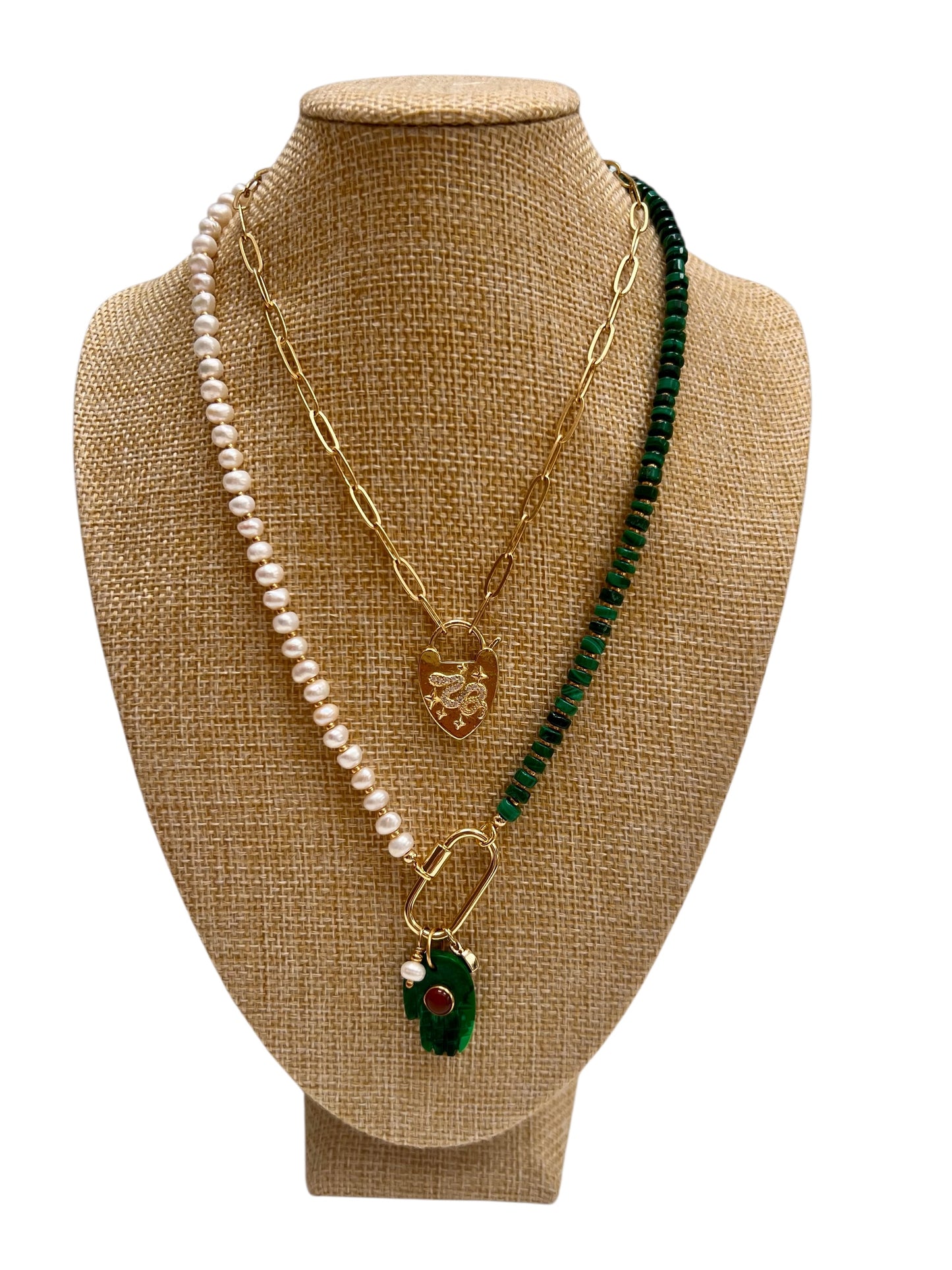 Special Edition: Pearl and Malachite Gemstone Necklace