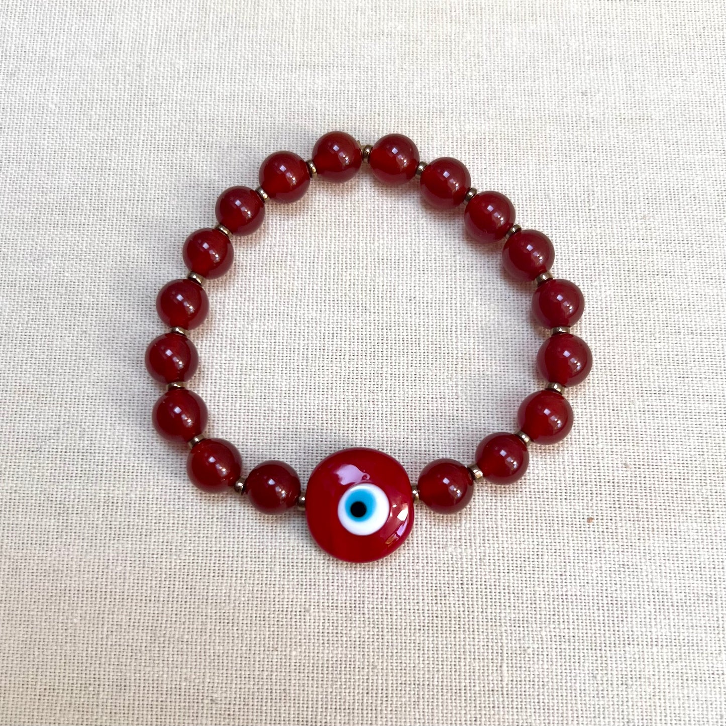 Men’s Evil Eye Bracelet- Red Carnelian