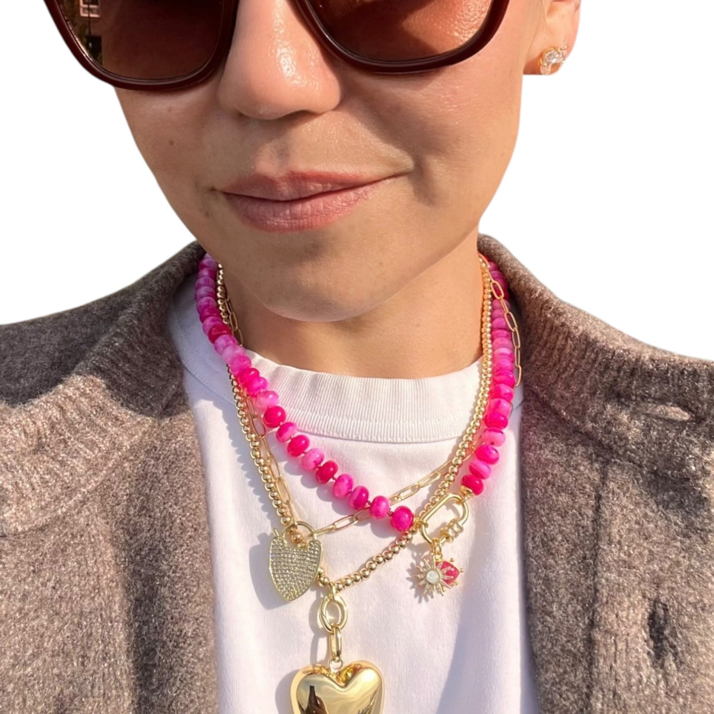 Ana-Maria Hot Pink Opal Necklace
