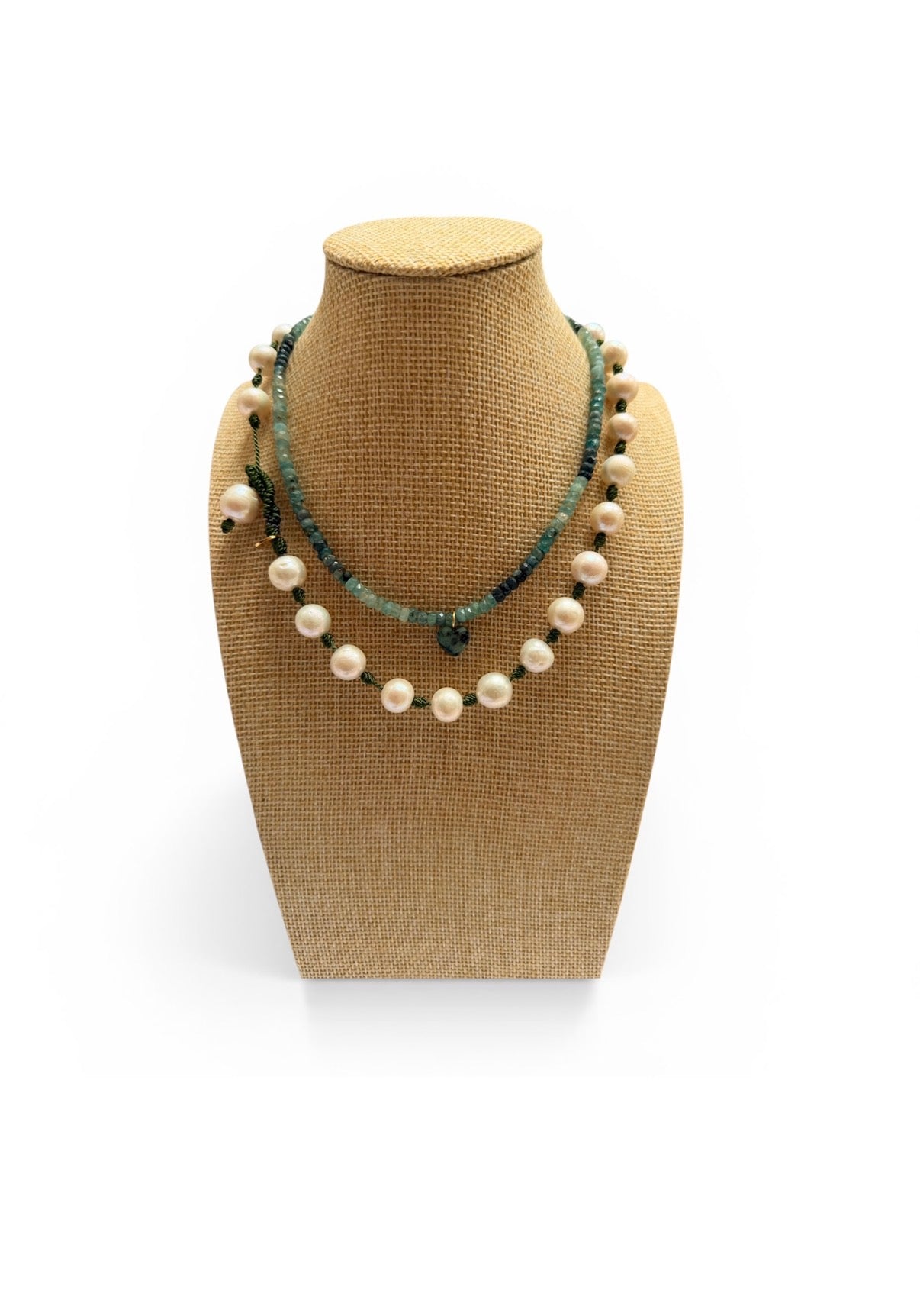 Emeralds Necklace with Heart Pendant