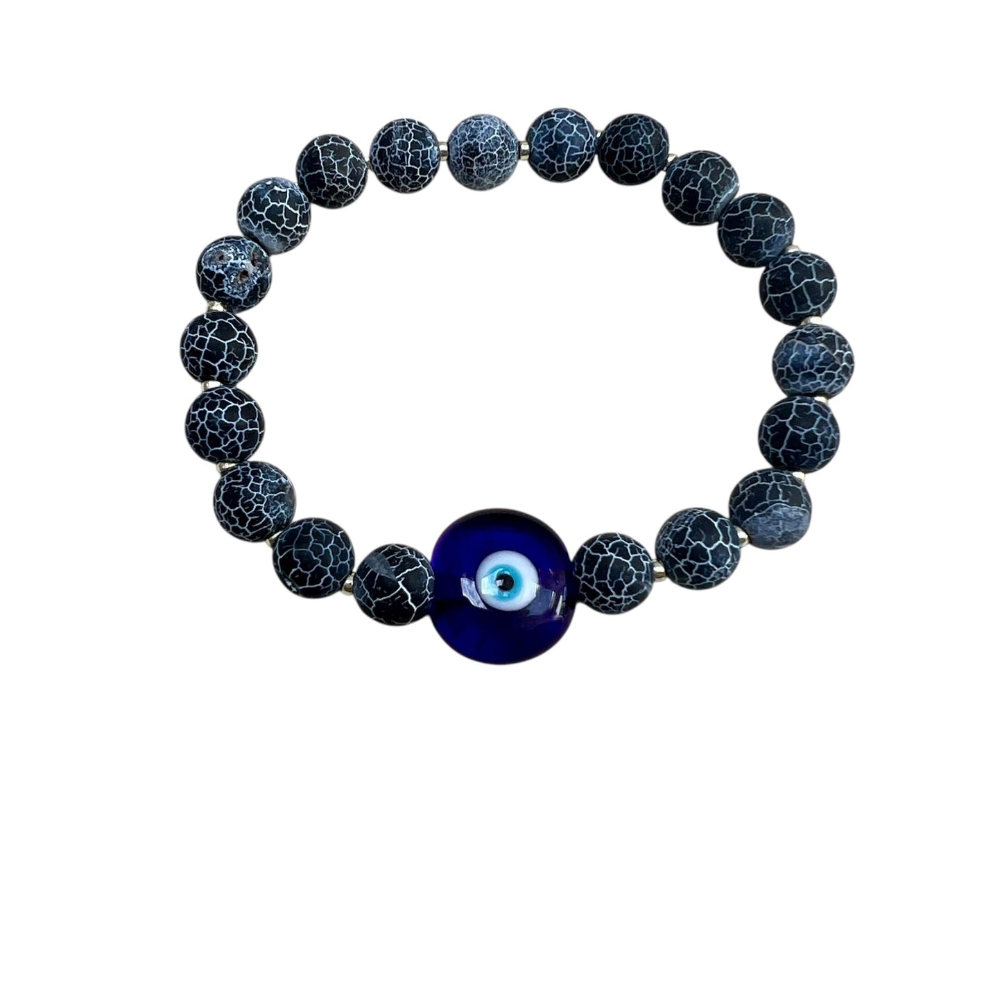 Men’s Evil Eye Bracelet - Cracked Agate