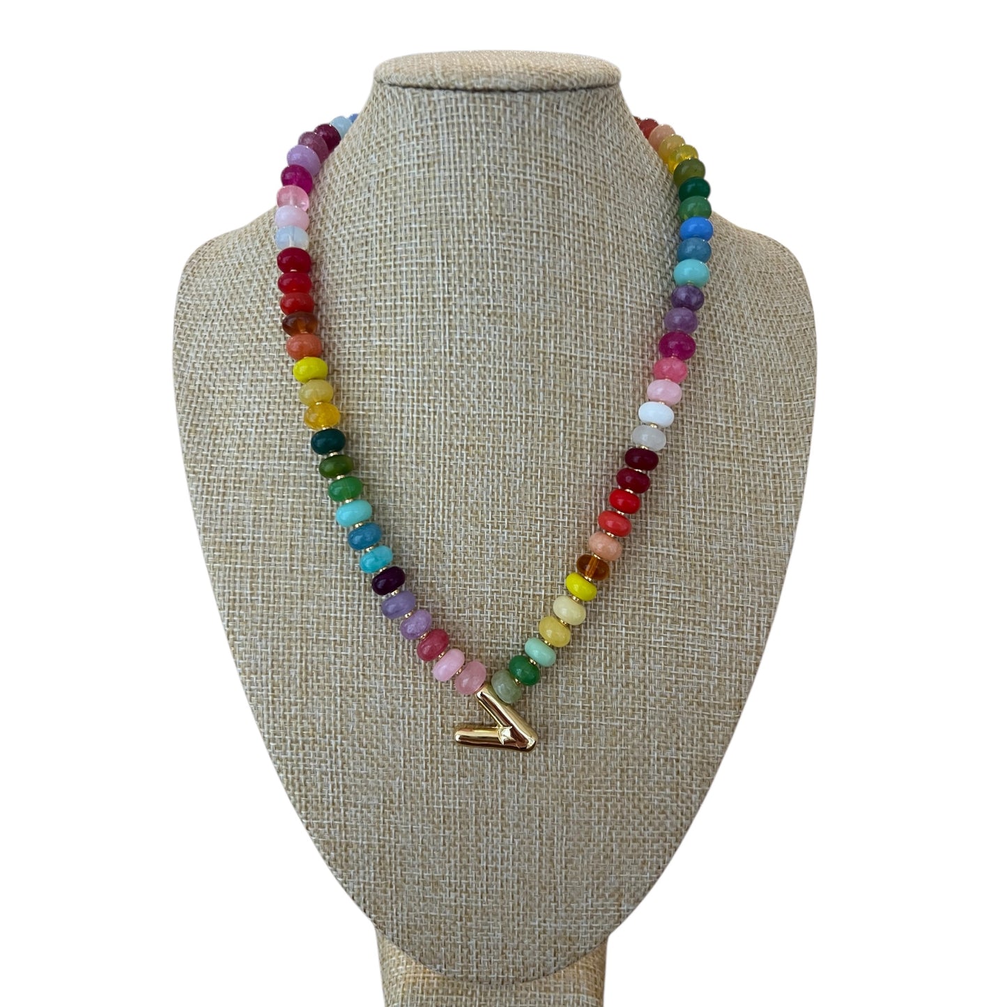 Vivi Rainbow and Bubble Initial Necklace