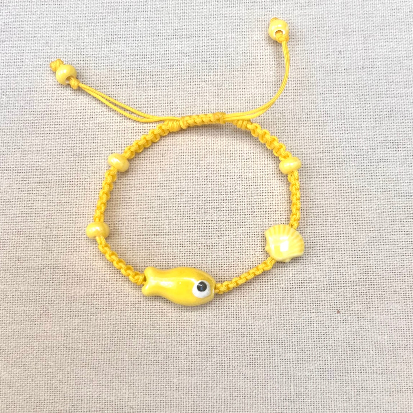 River Macrame Fish and Seashell Bracelet