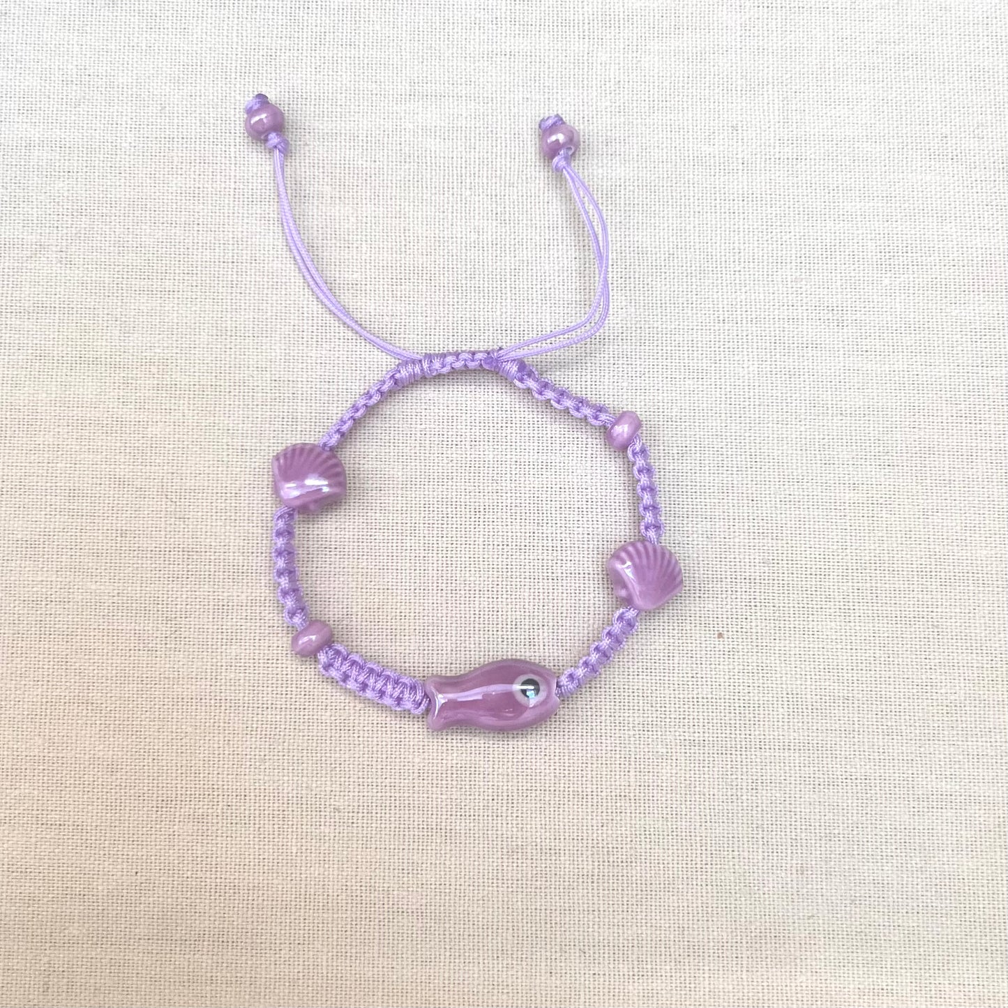 River Macrame Fish and Seashell Bracelet