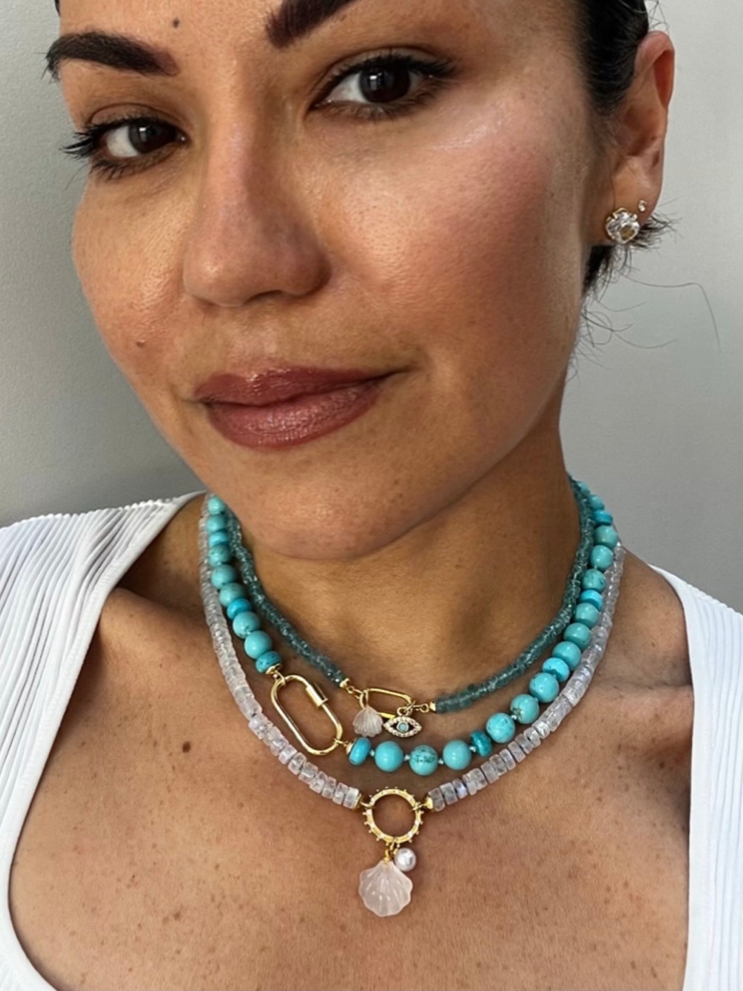 Chelito Aqua Fluorite Gemstone Necklace