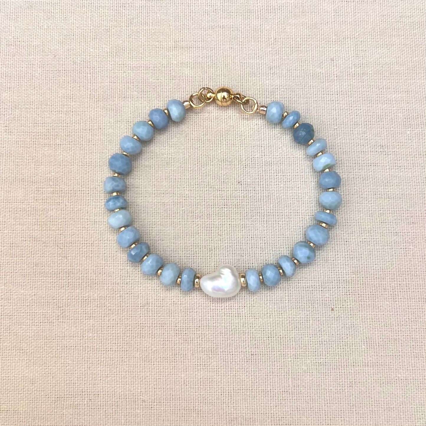Nova Pale Denim-Blue Opal and Pearl Bracelet