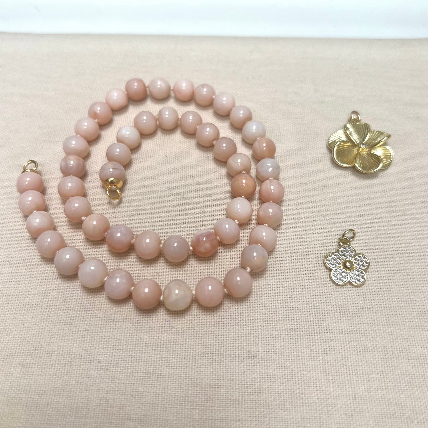 Coco (Puffs) Necklace - Pink Opals