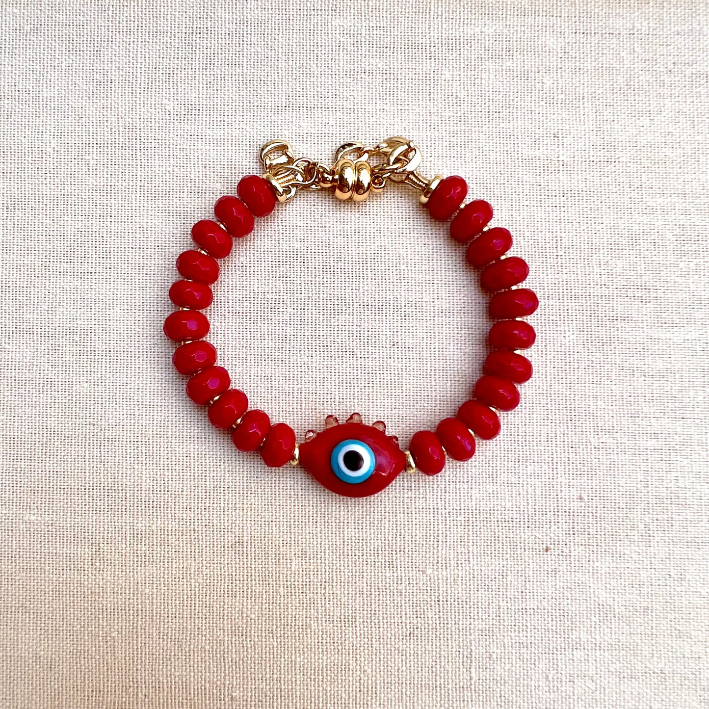 Tanker Gemstone Bracelet with Hand-blown Evil Eye