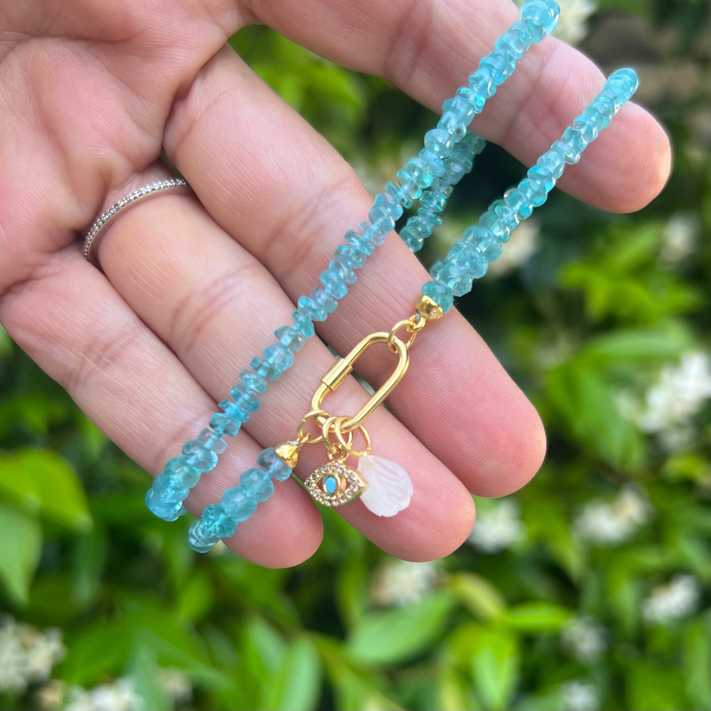 Chelito Aqua Fluorite Gemstone Necklace