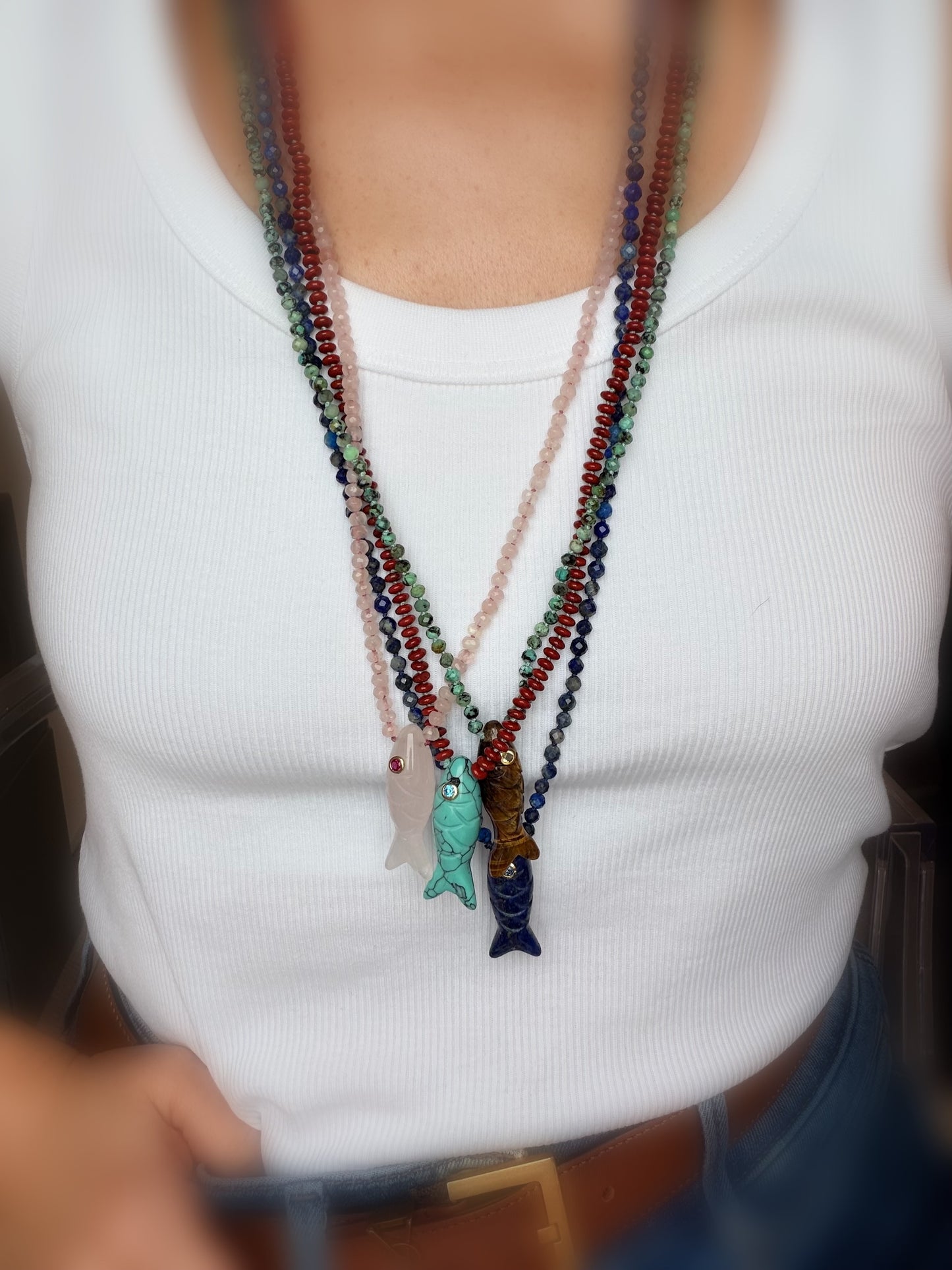 Faith Gemstone Fish Necklace - Prosperity & Abundance