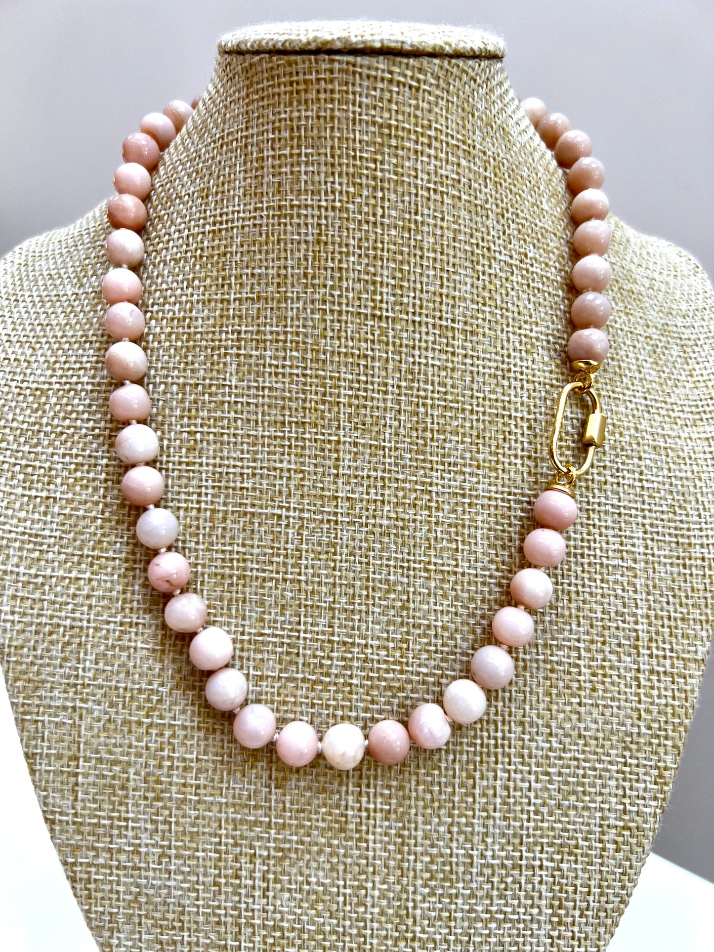 Coco (Puffs) Necklace - Pink Opals