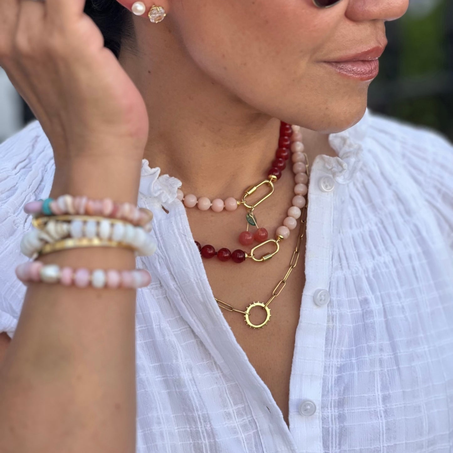 Coco (Puffs) Necklace - Carnelian (Red)