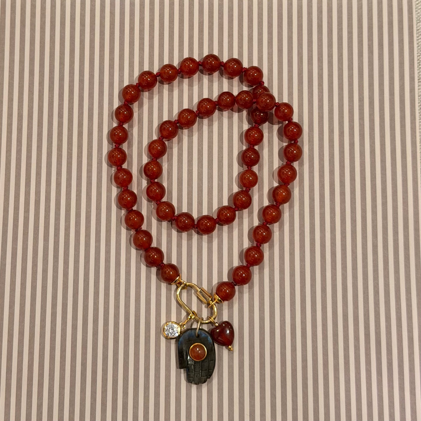 Coco Carnelian (red) Chunky Beaded Charm Necklace - Attraction & Motivation