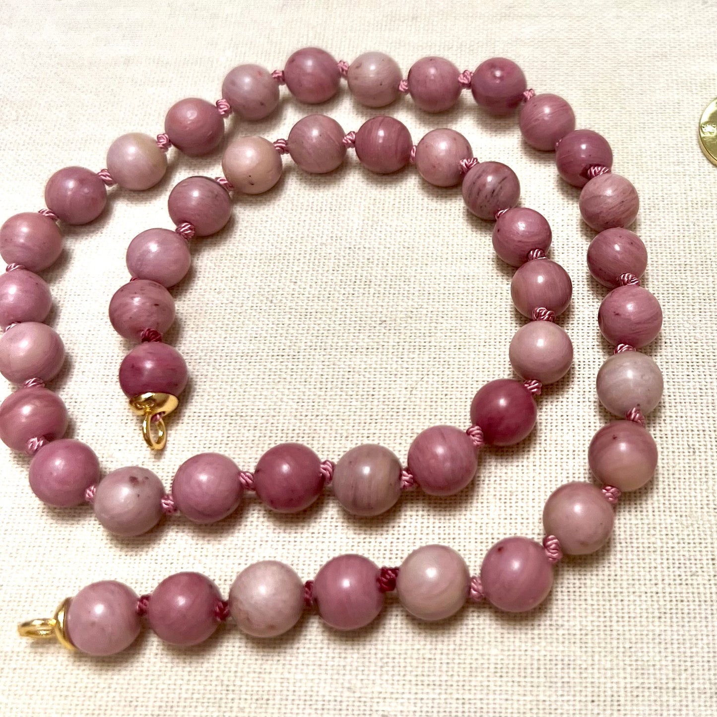 Coco (Puffs) Necklace - Rhodonite (Pink)