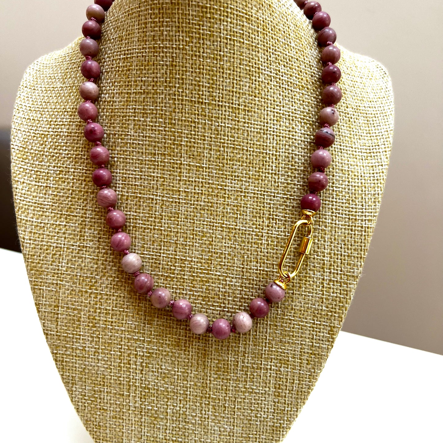 Coco (Puffs) Necklace - Rhodonite (Pink)