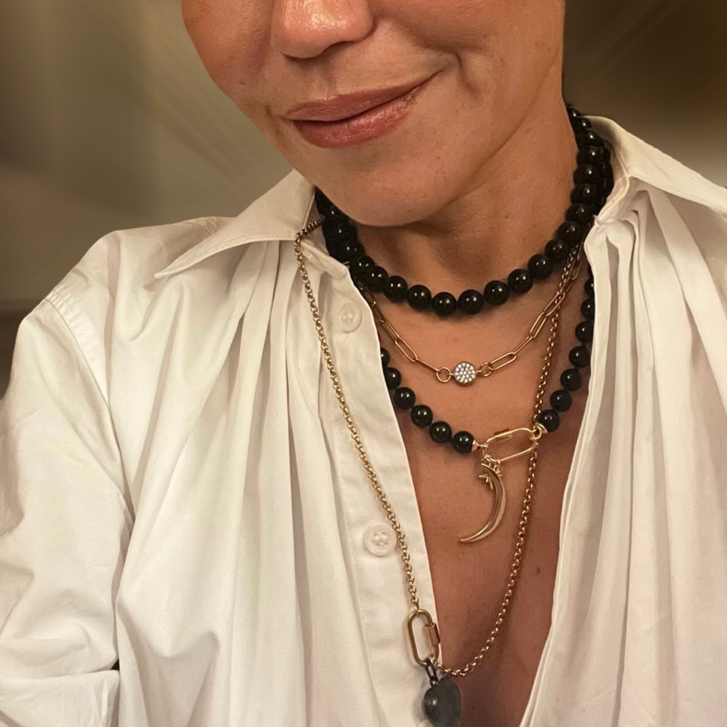 Coco Black Tourmaline Beaded Necklace: Balance & Grounding