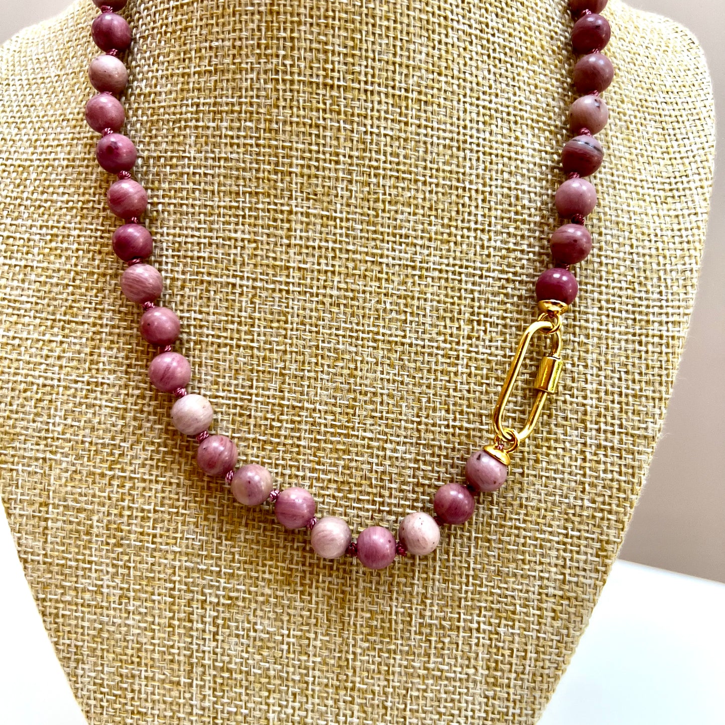 Coco (Puffs) Necklace - Rhodonite (Pink)