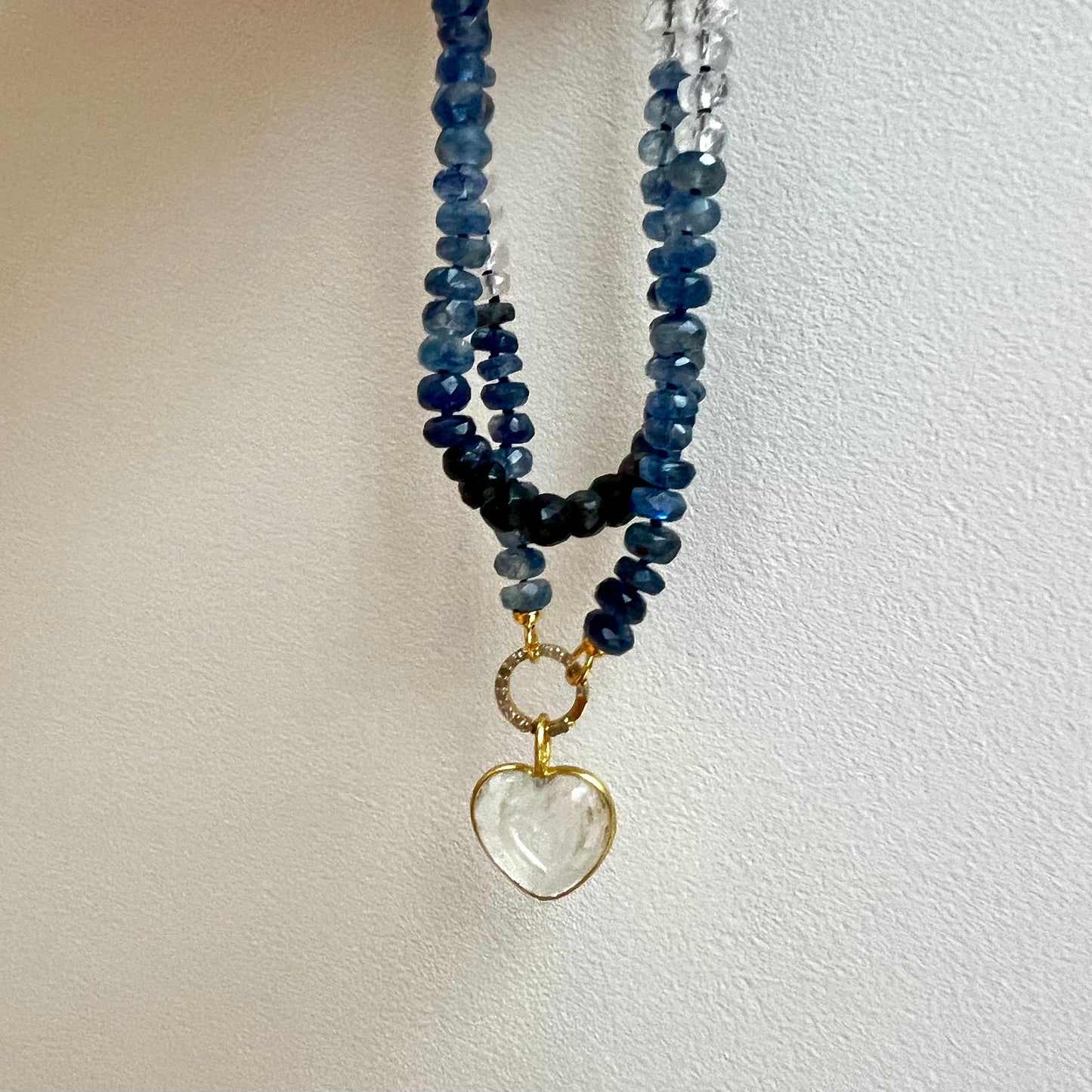 Ombre Sapphire Necklace with Heart Charm