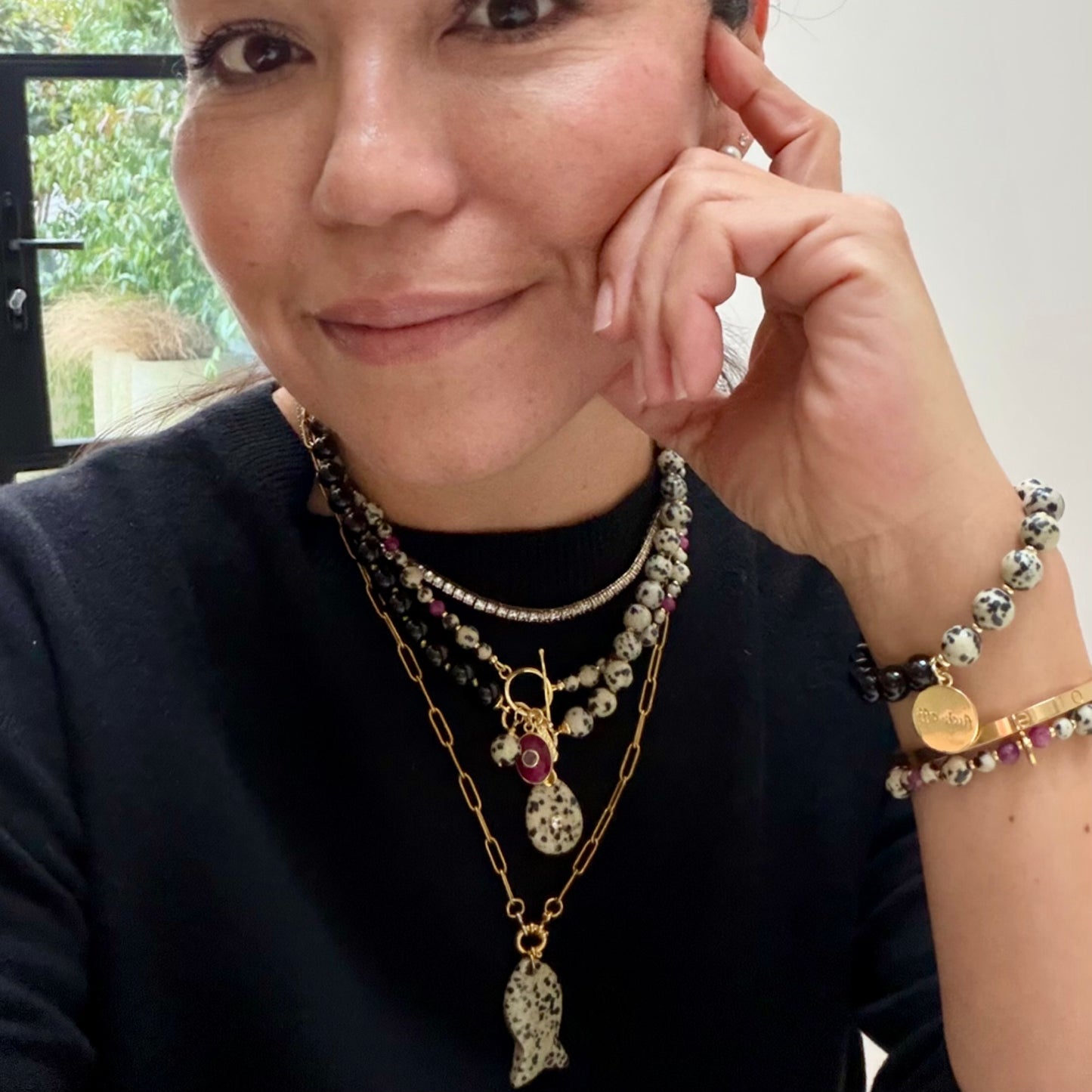 Ana-Maria Necklace - Dalmation Jasper and Black Tourmaline