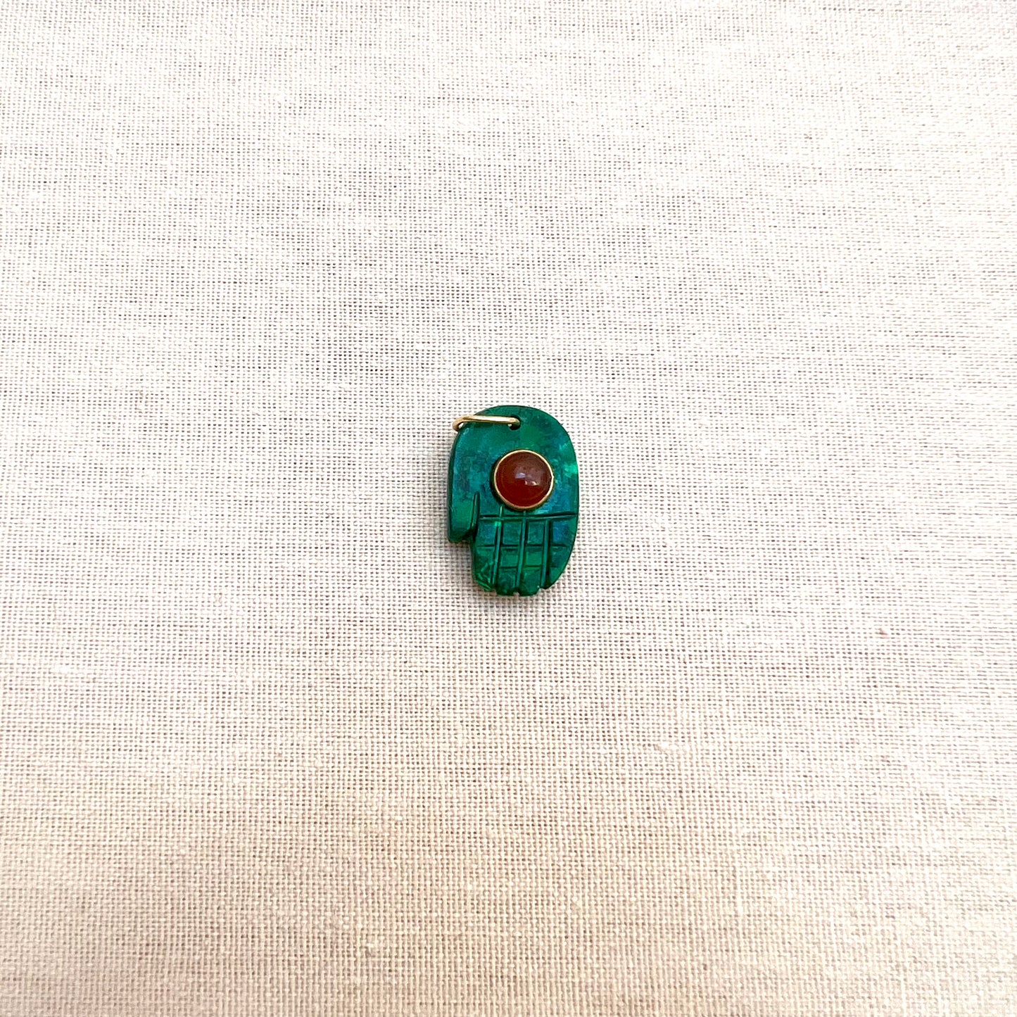 Hand-carved Malachite Hamsa Hand Charm