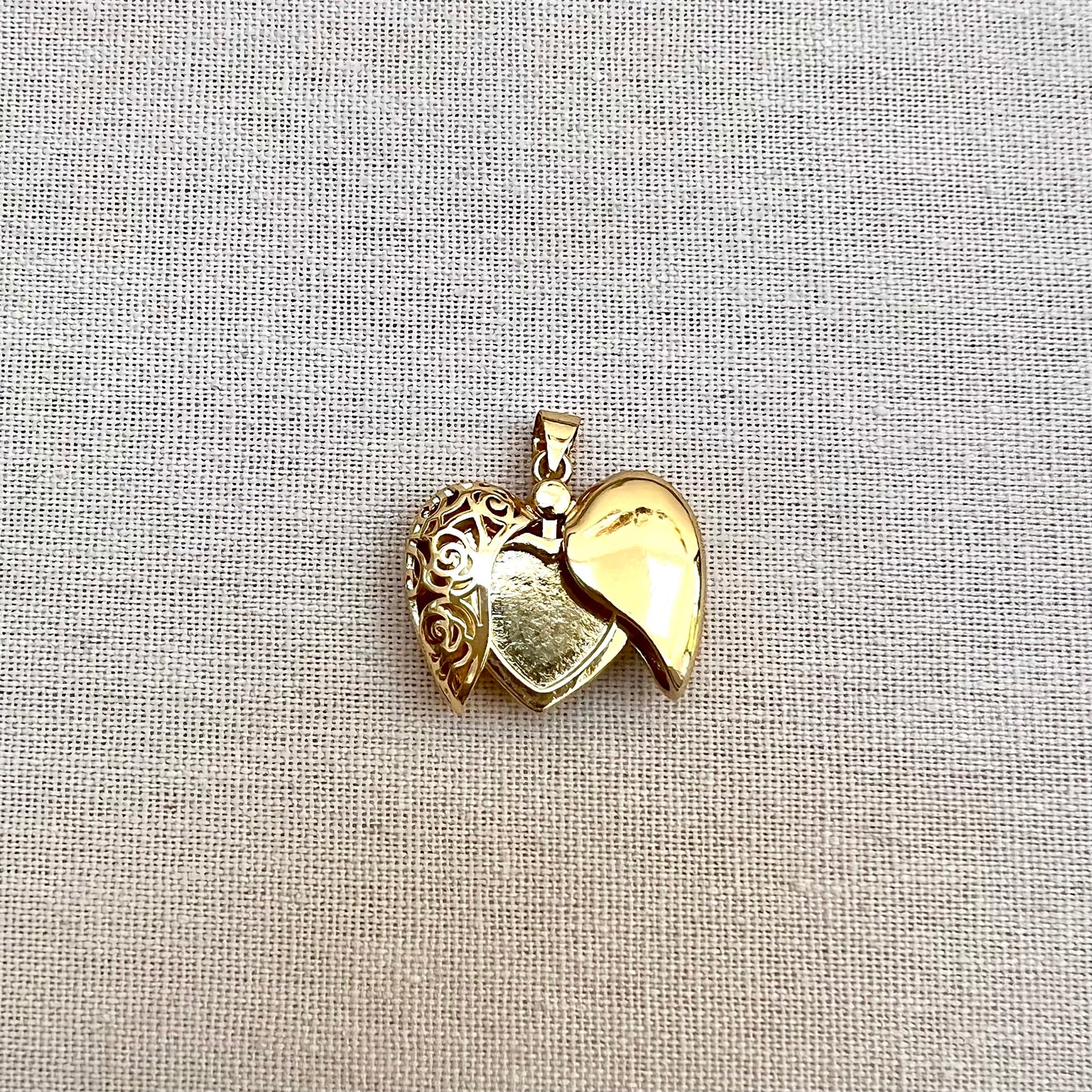 Gold Puffy Heart Locket Charm