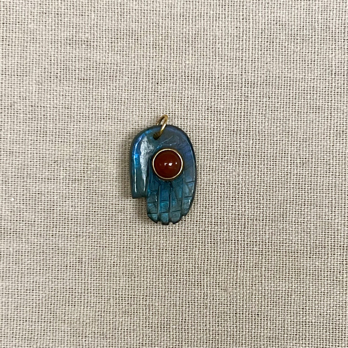 Hand-carved Labradorite Hamsa Hand Charm