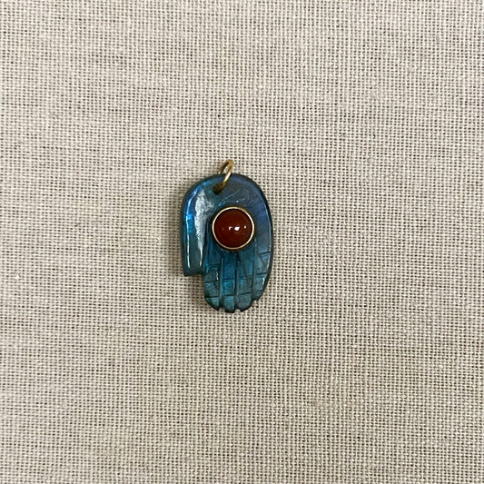 Hand-carved Labradorite Hamsa Hand Charm