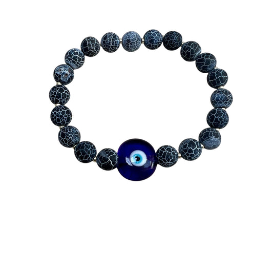 Men’s Evil Eye Bracelet - Cracked Agate