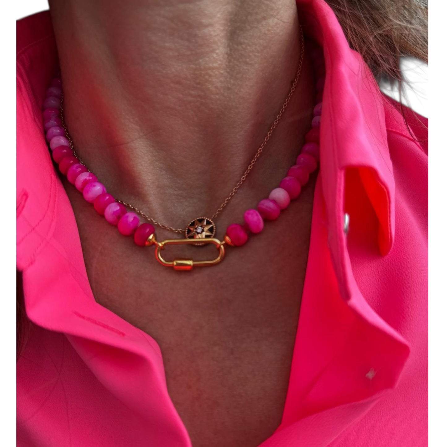 Ana-Maria Hot Pink Opal Necklace