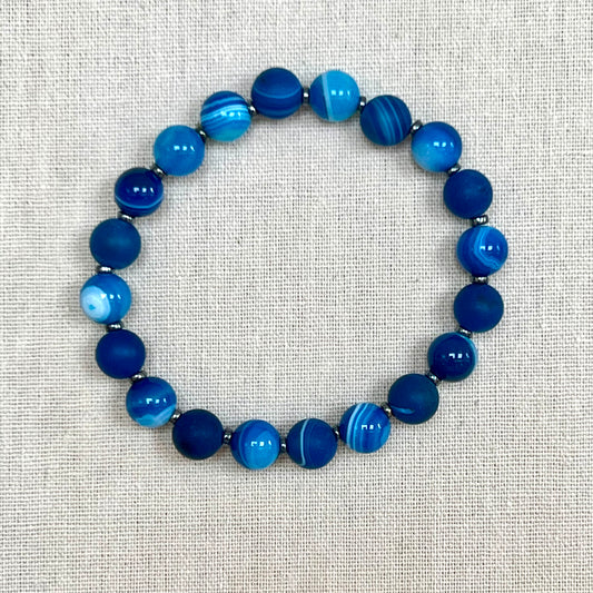 Men’s Mac Bracelet - Blue Banded Agate - Turquoise