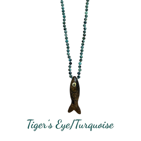 FAITH Beaded Fish Pendant Necklace - Prosperity & Abundance