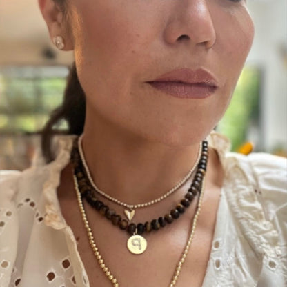Hailey Necklace - Hand knotted with Initial Charm