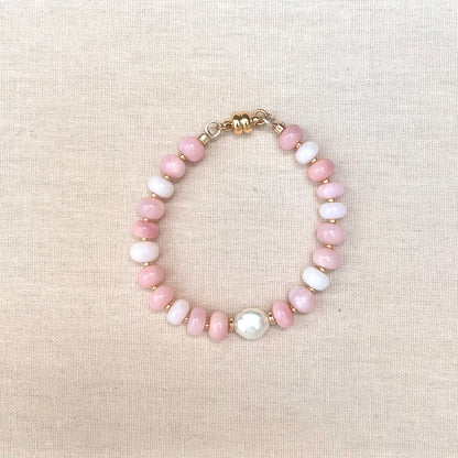Nova Pale Pink Opal and Pearl Bracelet