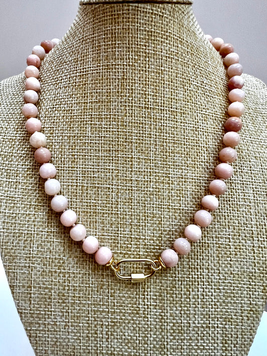 Coco (Puffs) Necklace -  Pink Opals