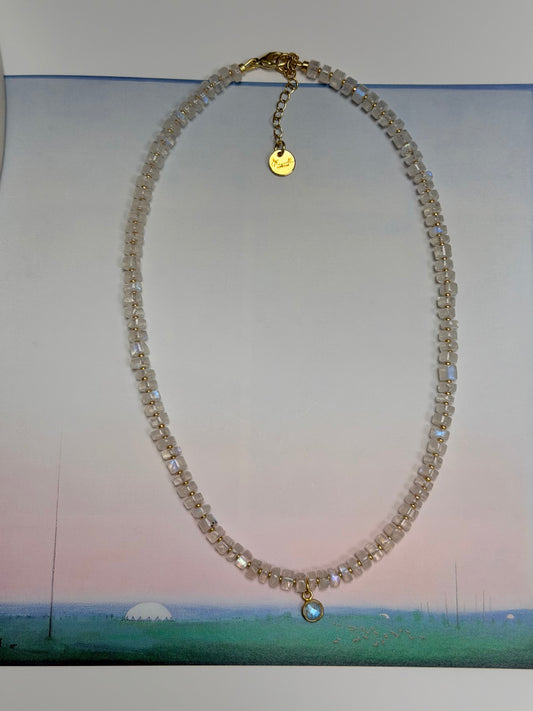 Kelly Mini Moonstone Beaded Necklace - Intuition and Feminine Energy