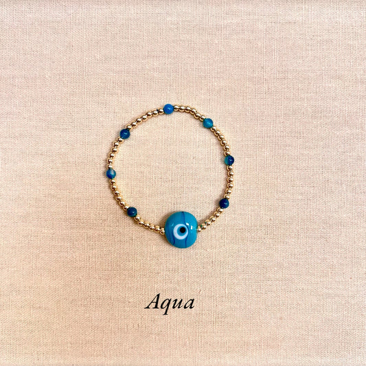 Eda Gold Bauble and Gemstone Evil Eye Bracelet