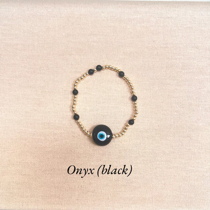 Eda Gold Bauble and Gemstone Evil Eye Bracelet