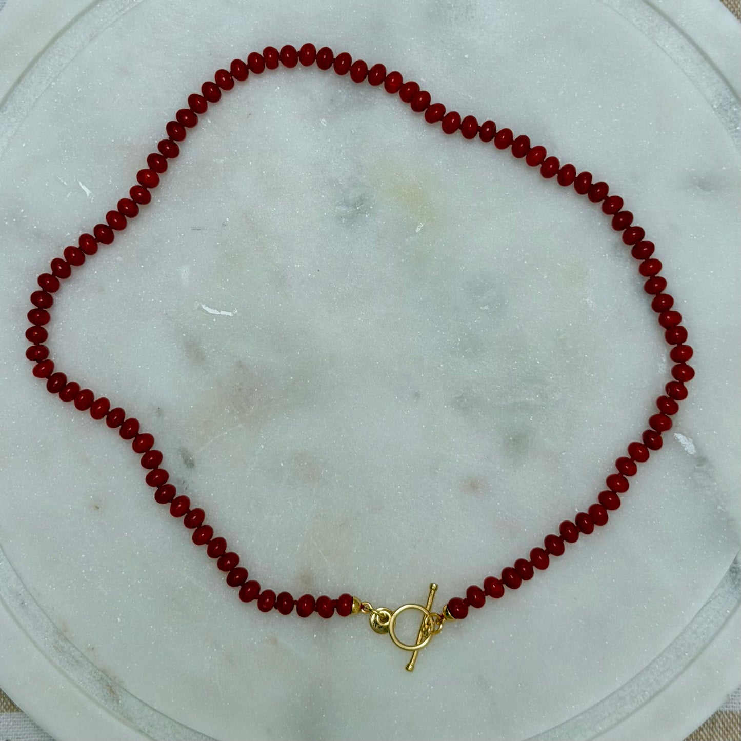 Dainty Red Bamboo Coral Beaded Necklace