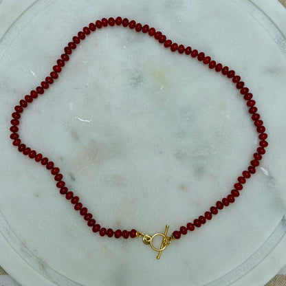 Dainty Red Bamboo Coral Beaded Necklace