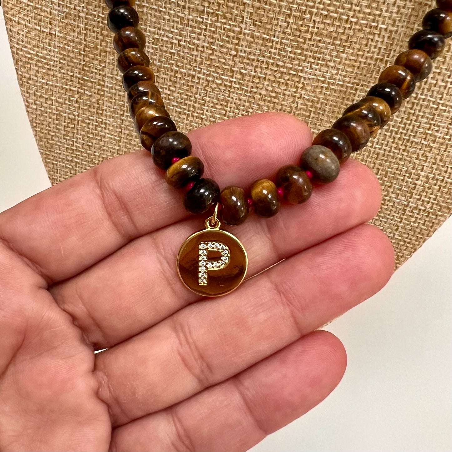 Hailey Necklace - Hand knotted with Initial Charm