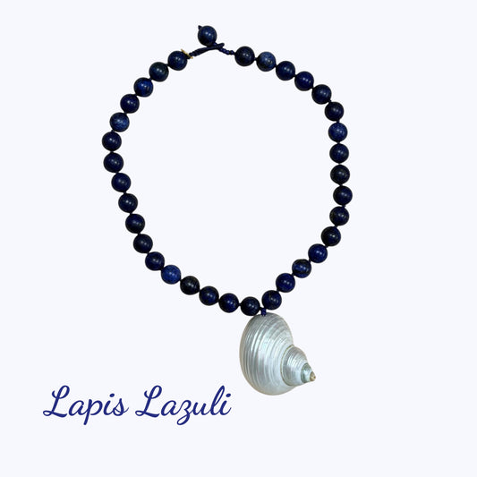 ALBA Chunky Beaded Necklace with Shell Pendant