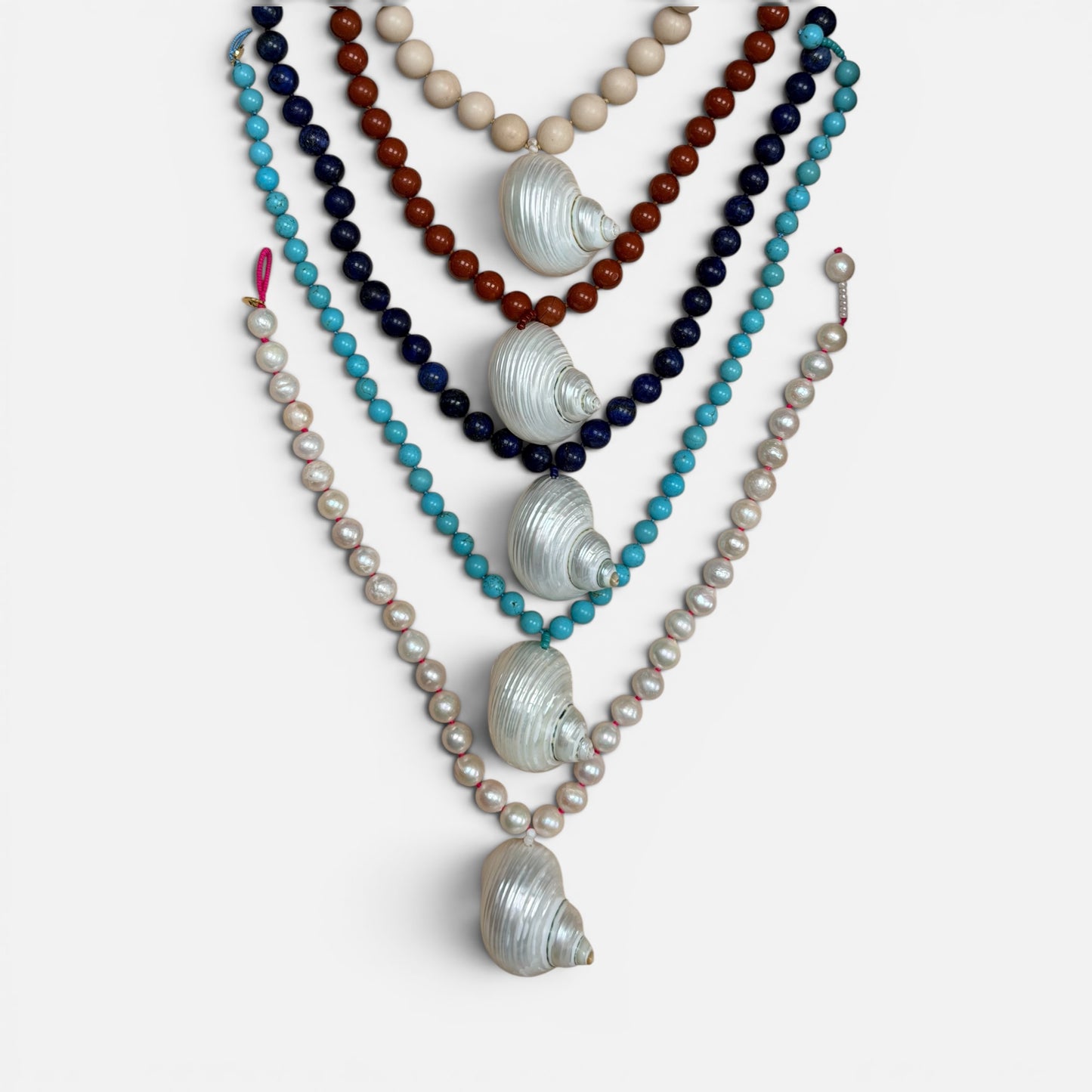ALBA Chunky Beaded Necklace with Shell Pendant