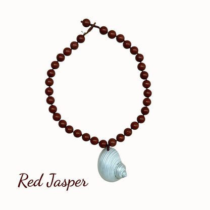 ALBA Chunky Beaded Necklace with Shell Pendant