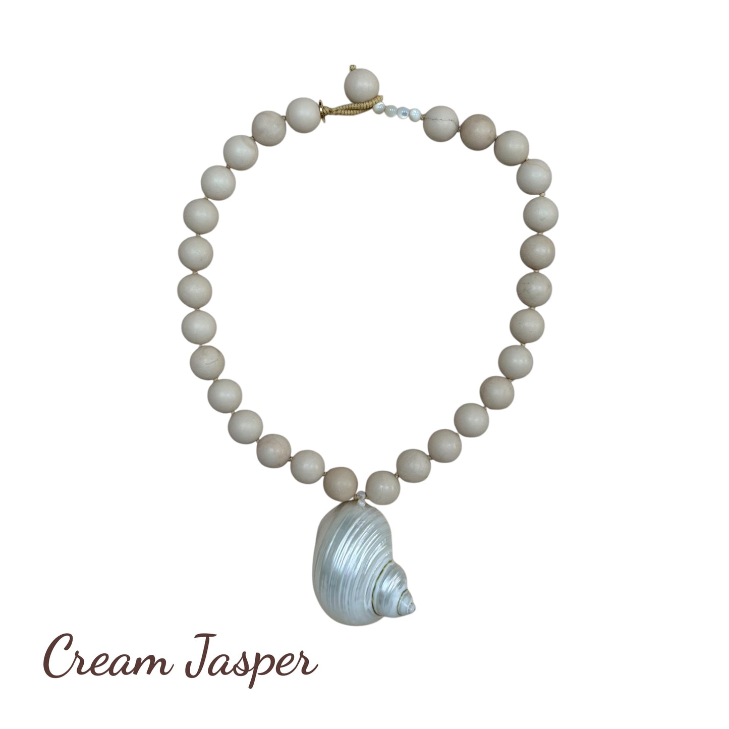 ALBA Chunky Beaded Necklace with Shell Pendant