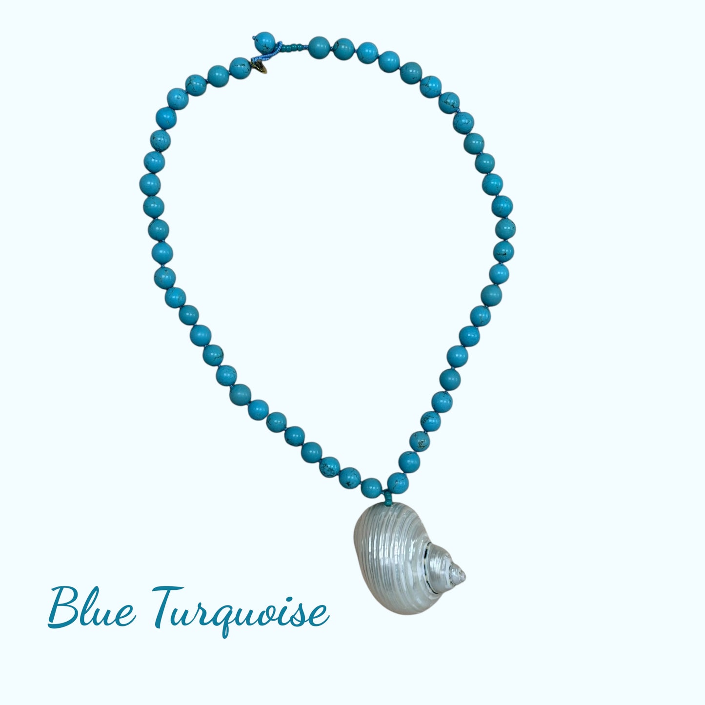 ALBA Chunky Beaded Necklace with Shell Pendant