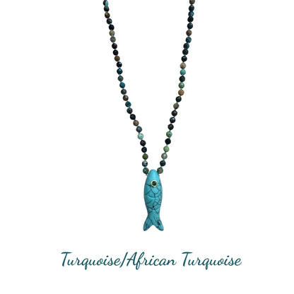 FAITH Beaded Fish Pendant Necklace - Prosperity & Abundance
