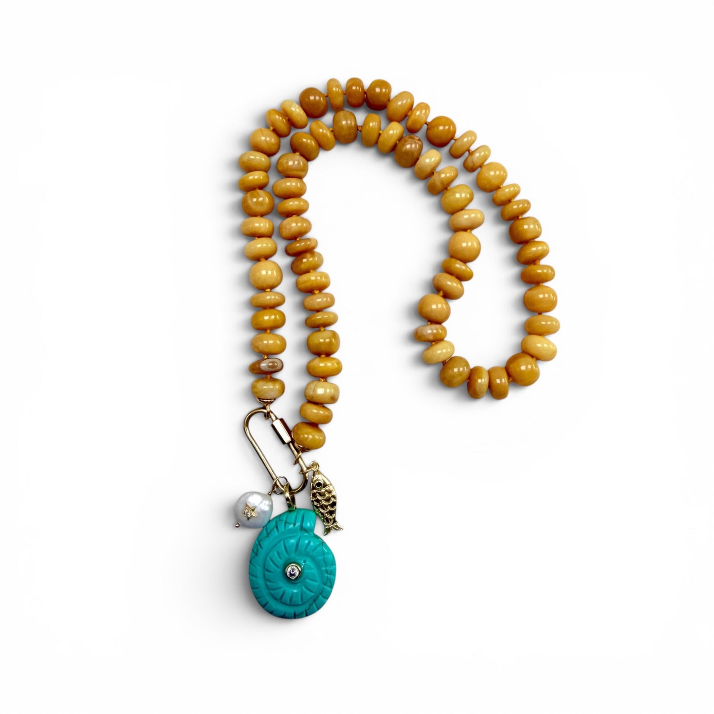 ANA-MARIA Yellow Beaded Opal Necklace with Charms