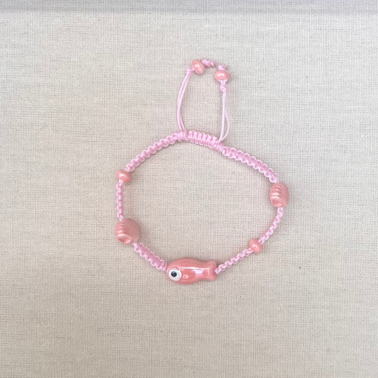 River Macrame Fish and Seashell Bracelet